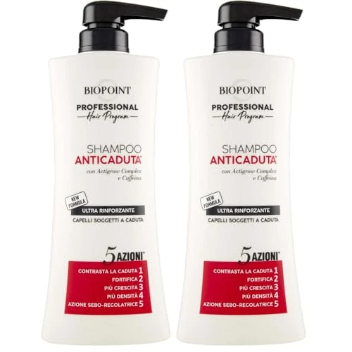 Biopoint Professional Hair Program - Shampoo Capelli Anticaduta, con Actigrow Complex e Caffeina, Dona Capelli Forti e Morbidi, 400 ml (Confezione da 2)