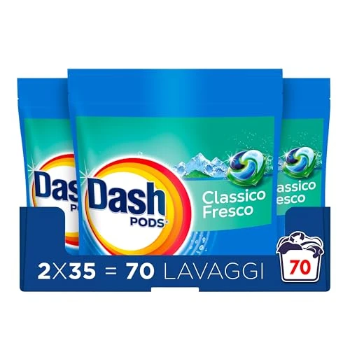 Offerta a tempo: Dash Pods Detersivo Lavatrice In Capsule, 70 Lavaggi, Classico Fresco, Rimuove Le Macchie, Efficace A Freddo Anche E In Cicli Brevi - 36% da 41.99 € a 26.99 €