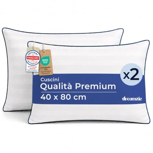 Zeitlich begrenztes Angebot: Dreamzie Kopfkissen 40x80 cm 2er-Set, Luxus-Hotelkomfort - Weiches und Atmungsaktives Kissen - Waschbare Sofakissen für Alle Schläfer Geeignet - Oeko-Tex von 31.99 € auf 31.99 € (0.00% Rabatt)