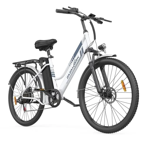 ZAZAWORK Rower elektryczny 26 * 2,35 cala Opony dla dorosłych, 7-biegowy rower elektryczny, wymienny akumulator 36V20AH, przełączanie miejskie do 100-120 km, silnik 250 W (biały)
