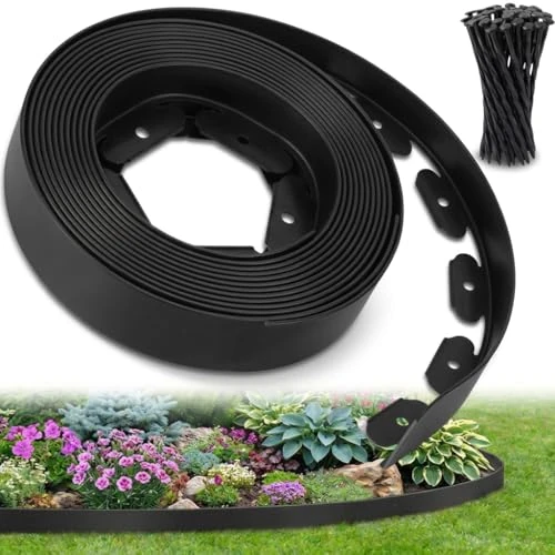 Offre limitée : Ediesi, Bordure Jardin extérieur 10 m Flexible, Bordure de Jardin Plastique résistante 5 mm, délimiteur Gazon allées parterres, Installation Facile avec 30 piquets (Noir, 10 mètres) de 38.99 € à 24.99 € (35.91% de remise)