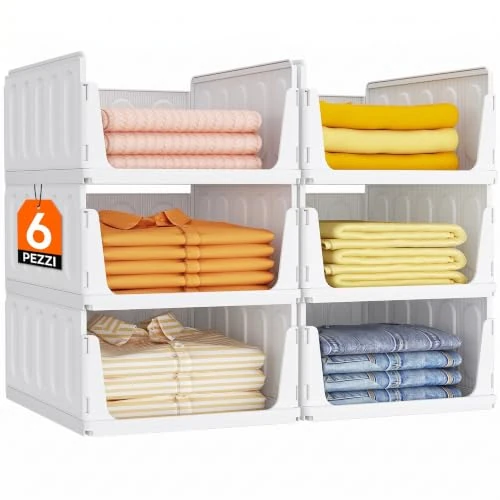 Oferta limitada: Lifewit Organizador de Armario Ropa, 6 Pack Baldas Apilables Interiores, Cajonera de Almacenaje para Camisetas y Pantalones, Contenedores Extensibles para Baño, Cocina y Camping, 24L, Blanco de 39.99 € a 39.99 € (ahorro 0.00%)