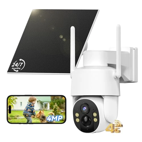 Offerta a tempo: Tical 24/7 Registrazione AOV 4G Telecamera Esterno con SIM, 2.5K/4MP HD Telecamera Solare con Batteria 9000mAh Pannello Solare 5W, AI Rilevamento umano, 360° PTZ Visione Notturna a Colori, IP65,Bianco - 17% da 119.99 € a 99.99 €
