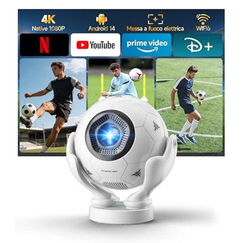 Limited-time offer: Magcubic Mini Projector 4K Support, Native 1080P Portable Projector, Football Design Gift for Men, Android 14, 400 ANSI, WiFi 6 Bluetooth 5.4, Electric Focus Home Cinema Projector for Bedroom&Outdoor from 99.99 £ to 99.99 £ (save 0.00%