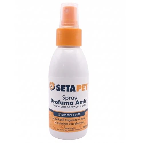 Offerta a tempo: Profumo per Cani e Gatti SetaPet - Spray Deodorante Elimina Odori a Lunga Durata, Fragranza Delicata al Talco con Glicerina Idratante, Rinfrescante per Pelo e Cute, 100ml - 0.00% da 9.99 € a 9.99 €