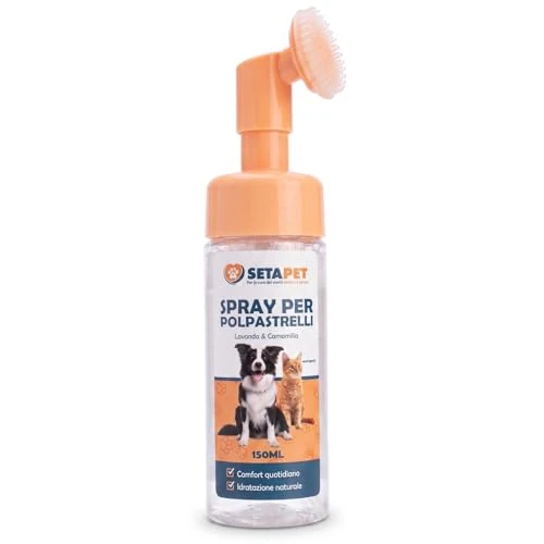 SetaPet - Spray para yemas de los dedos con cepillo de silicona, lavanda y manzanilla, 150 ml, para perros y gatos