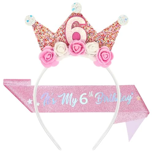 Offerta a tempo: Alaoo 6 Anno Corona Compleanno, Indossando una Fascia di Compleanno - 37% da 11.99 € a 7.59 €