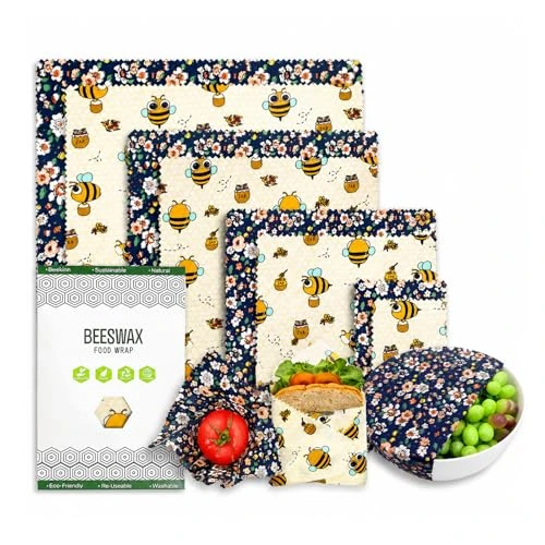 Offerta a tempo: Rusokufo Set 8 Panni Cera D’Api Riutilizzabili Cotone Bio (2XL 2L 2M 2S), Alternativa Resistente A Pellicola Plastica, Uso per Frutta Pane E Cucina, Facile da Pulire, Buon Rapporto qualità Prezzo - 40% da 23.99 € a 14.49 €