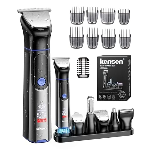 Offerta a tempo: Kensen 18-In-1 Regolabarba Uomo 120 Minuti di Autonomia Rasoio Elettrico Corpo Uomo Wet&Dry Taglia Barba con 18 accessori per barba, capelli e corpo, 7 impostazioni di lunghezza (3/4/6/9/11/12/15mm) - 0.00% da 52.99 € a 52.99 €