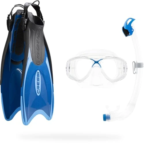 Offre limitée : CRESSI Depuis 1946 - Palau Marea Dry Bag - Ensemble Palme Palau Masque Marea Tuba Seal Dry Simplifié pour Les Familles Actives et Un Sac Réutilisable - Bleu/Bleu Clair - XS/S de 99.99 € à 49.99 € (50% de remise)