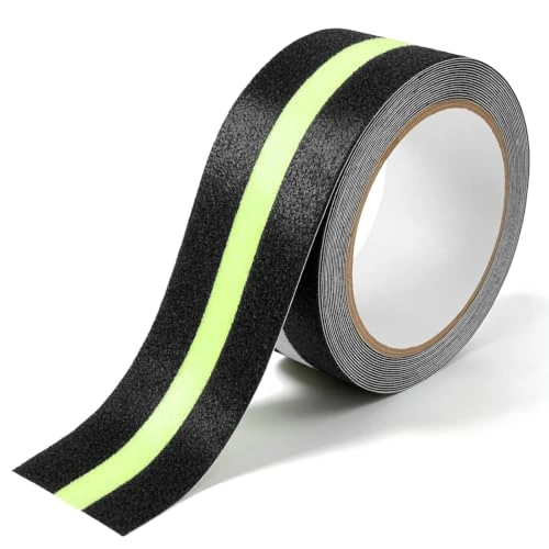 VINATO Antislip plakband, fluorescerend plakband, 5 cm x 5 m, antislip voor trappen, nooduitgangen, boten, trappen en vloeren (binnen en buiten) en campinguitrusting