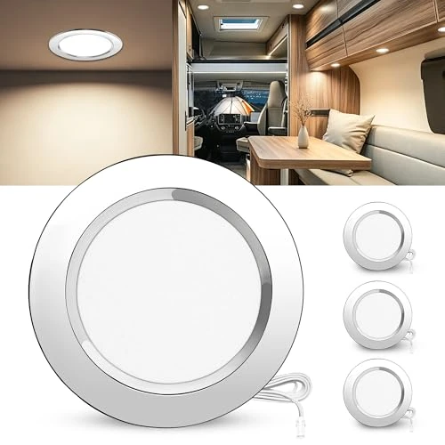 Oferta limitada: Laiebri 3 x Downlight LED Techo Empotrable 12V, 4000K 3.5W Aluminio Focos LED Interior Techo Regulable, Foco Empotrable Agujero 55-58mm, IP44 Ojos de Buey para Autocaravana Muebles, Cromo de 15.98 € a 15.58 € (ahorro 3%)