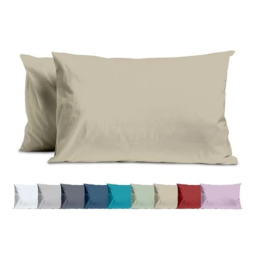 Offerta a tempo: Coppia Federe in Microfibra Tinta Unita, Set di 2 per Cuscino Letto, Misura Standard 50x80 cm, Chiusura a Busta - 51% da 7.90 € a 3.90 €