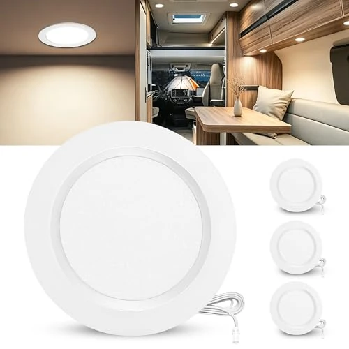 Zeitlich begrenztes Angebot: Laiebri 3er Set LED Einbaustrahler 12V, 4000K Neutralweiß 3.5W Alu LED Spot Dimmbar, Möbeleinbauleuchte Lochmaß 55-58mm und 12mm Flach, IP44 Einbauspots für Wohnmobil Wohnwagen Boot, Weiß von 19.99 € auf 14.98 € (25% Rabatt)