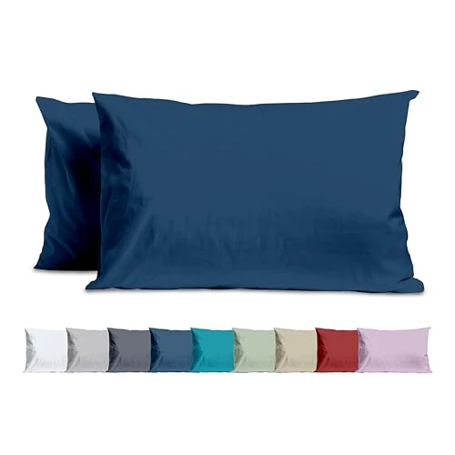 Offerta a tempo: Coppia Federe in Microfibra Tinta Unita, Set di 2 per Cuscino Letto, Misura Standard 50x80 cm, Chiusura a Busta - 51% da 7.90 € a 3.90 €