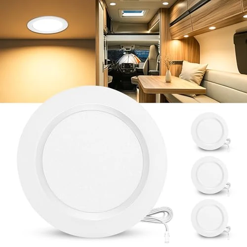 Offerta a tempo: Laiebri Set di 3 Faretti LED da Incasso per Mobili 12V, 3000K Caldo 3.5W Alluminio Faretto da Incasso Dimmerabili, IP44 Faretti LED Soffitto Foro 55-58mm per Camper Barca, Bianco - 1.14% da 15.83 € a 15.65 €