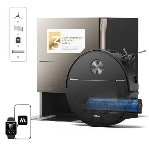 Offerta a tempo: MOVA Z70 Ultra Roller Complete Robot aspirapolvere, HydroForce 2.0 18 N, 36.000 Pa, antigroviglio, estensione spazzola e rullo, ostacoli fino a 9 cm, tecnologia AutoShield, lavaggio del mocio a 100 °C - 14% da 1399.00 € a 1199.00 €