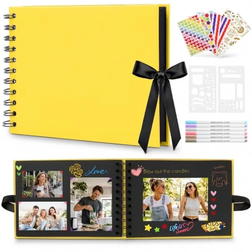 Offerta a tempo: DazSpirit Album Fotografico A5, Scrapbook Fai da Te, 40 Pagine Nere - 11% da 13.60 € a 12.17 €