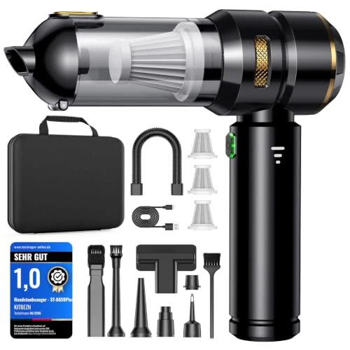 Zeitlich begrenztes Angebot: KITBEZN Handstaubsauger, 27KPA Handstaubsauger Akku Kabellos, 135W Autostaubsauger Stark, 4-in-1 Mini Staubsauger mit Bürstenloser Motor per Auto, Haus, Tierhaare, Sofa Reinigung von 59.99 € auf 37.99 € (37% Rabatt)