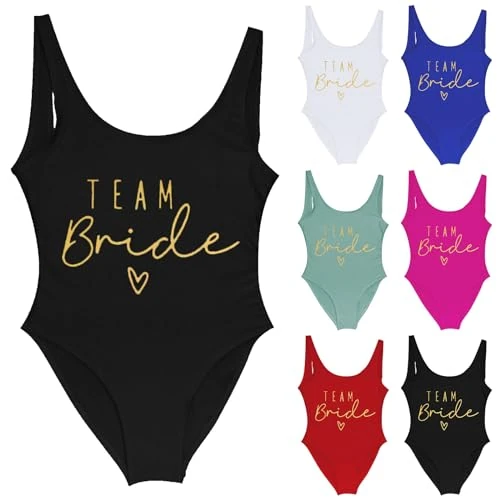 Offerta a tempo: Generico Costume Bride Costumi da Bagno Donna Team Bride Bikini con Stampa in Lingua Inglese Addio al Nubilato Costumi da Bagno per Feste di Addio al Nubilato Indossarein Spiaggia - 0.00% da 12.99 € a 12.99 €