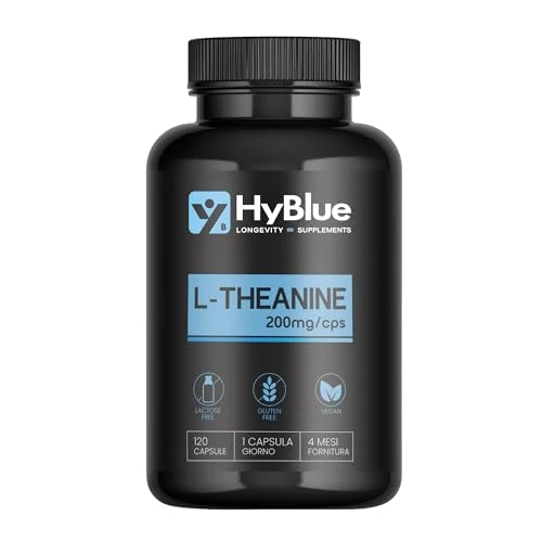 Offerta a tempo: HyBlue L Teanina 200 mg, 120 cps | L Theanine 200 mg per Stress e Performance Cognitive | Stimola Onde Alfa per Focus Mentale e Lucidità | Senza Glutine Ne Lattosio, 100% Vegano | Fino 4 Mesi - 10% da 24.99 € a 22.49 €