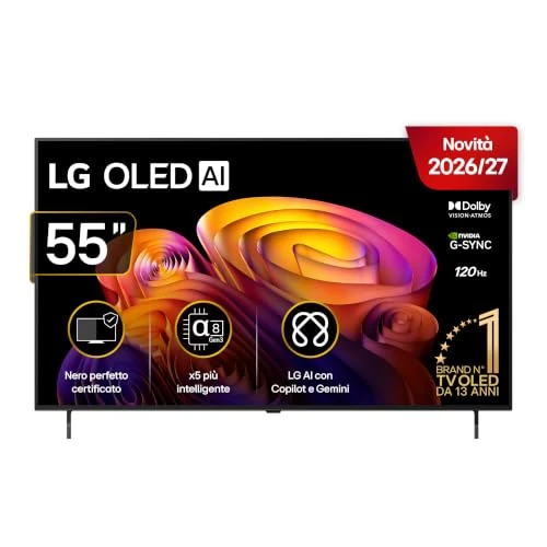 Offerta a tempo: LG OLED AI 55 Pollici, Serie B6E 2026 Smart TV 4K - OLED55B6ELC - 9% da 989.99 € a 899.00 €