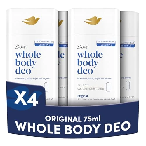 Offerta a tempo: Dove Whole Body Deo Deodorante Stick per Tutto il Corpo Original 75 ml, Deodorante Corpo Multi-Zona con 0% Sali di Alluminio, Protezione Anti-Odore 24 Ore, Formula Delicata, Dermatologicamente Testato - 17% da 23.96 € a 19.99 €