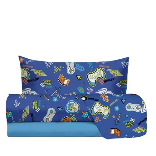 Offerta a tempo: hermet Jolly, Set Lenzuola Letto Singolo Tennis, 100% Cotone, Lenzuolo Sopra + Lenzuolo con Angoli + Federa, Completo Letto Fantasia Cameretta - 42% da 18.90 € a 10.90 €
