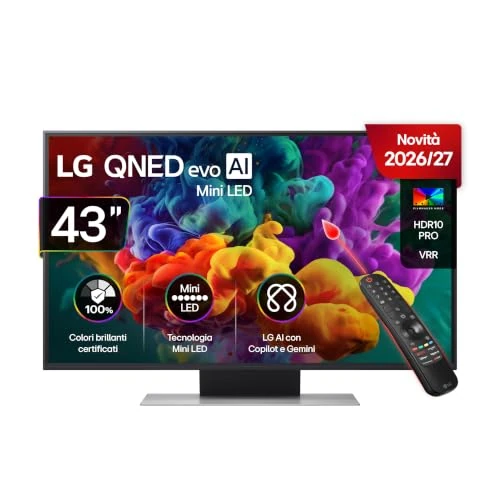 Offerta a tempo: LG QNED evo AI MiniLED 43 Pollici, Serie QNED86B 2026 Smart TV 4K - 43QNED86B6B - 38% da 799.00 € a 491.80 €