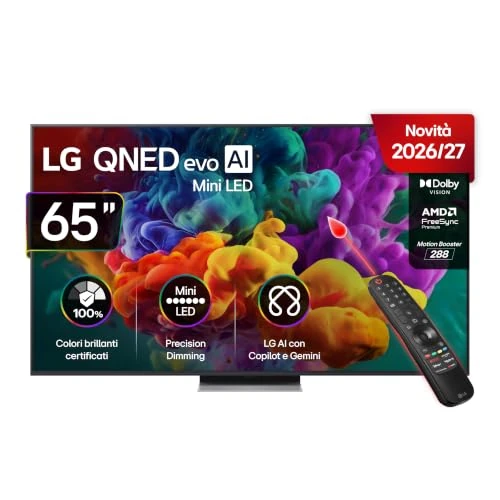 Offerta a tempo: LG QNED evo AI MiniLED 65 Pollici, Serie QNED86B 2026 Smart TV 4K - 65QNED86B6B - 38% da 1299.00 € a 799.00 €