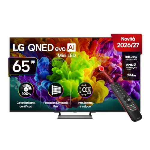 Offerta a tempo: LG QNED evo AI MiniLED 65 Pollici, Serie QNED93B 2026 Smart TV 4K - 65QNED93B6A - 36% da 1399.00 € a 899.00 €