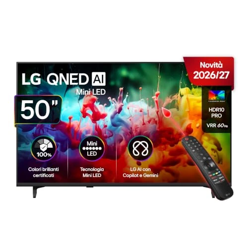 Offerta a tempo: LG QNED AI MiniLED 50 Pollici, Serie QNED7EB 2026 Smart TV 4K - 50QNED7EB3C - 37% da 699.00 € a 441.00 €