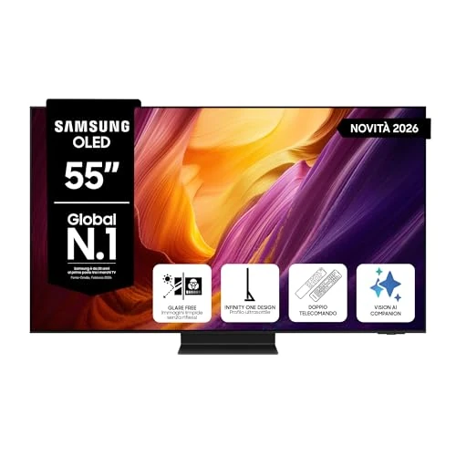 Offerta a tempo: Samsung Smart TV 55" QE55S95HATXZT OLED 4K Glare Free, HDR 10+, Motion Xcelerator 165Hz, Dolby Atmos, FreeSync Premium Pro, Voice Control with AI(VAC), Alexa Built-in, PACCHETTO INTRATTENIMENTO, 2026 - 37% da 2299.00 € a 1451.00 €