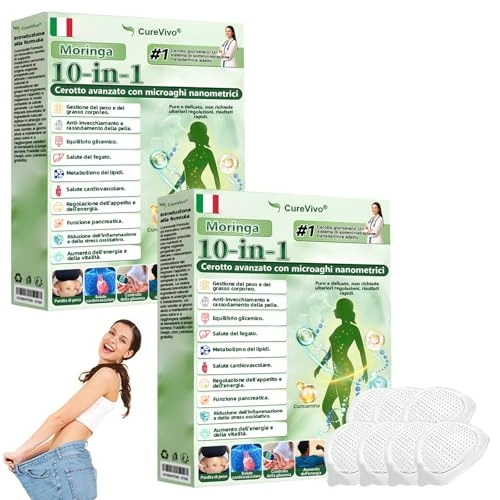 CureVivo Moringa NAD+ 10-in-1 Advanced Nano Micro Needle Plaster, Natural Moringa Plasters, CureVivo Plasters, for Abdomen, Legs and Arms (2 Boxes)