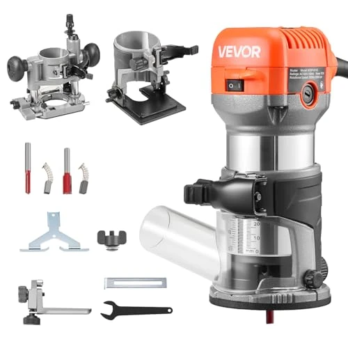 Oferta limitada: VEVOR Fresadora de Madera 1 HP 710 W, Rebajadora Eléctrica de 6 Velocidades Variables, Arranque Suave, con 3 Bases y Guía Paralela, Fresadora de Cantos para Carpintería, Bricolaje, con Cable de 89.90 € a 89.90 € (ahorro 0.00%)