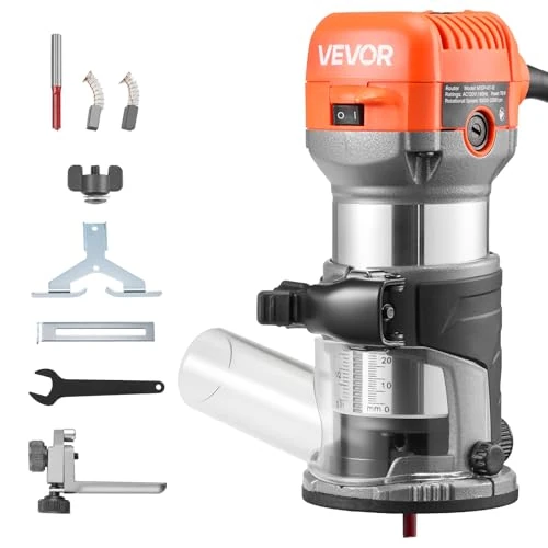 Oferta limitada: VEVOR Fresadora de Madera 1 HP 710 W, Rebajadora Eléctrica de 6 Velocidades Variables, con Base Fija y Cubierta Antipolvo, Fresadora de Cantos para Carpintería, Proyectos de Bricolaje, con Cable de 53.90 € a 39.54 € (ahorro 27%)