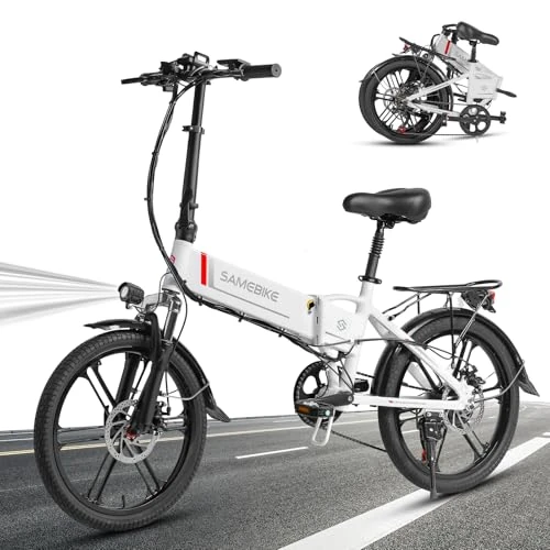 Offerta a tempo: SAMEBIKE Bicicletta Elettrica Piegevole 20" Ebike per Pendolari Motore Brushless 250W Batteria Rimovibile 48V 10AH 25km/h E-Mountain Bike per Tutti i Terreni 70-80KM Autonomia Commuting bike(bianco) - 0.00% da 759.00 € a 759.00 €