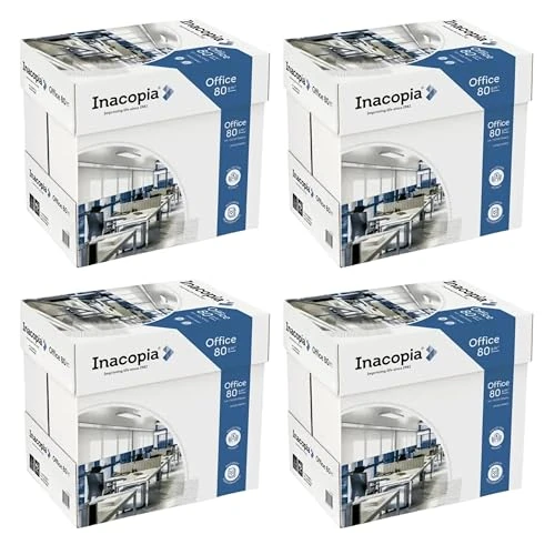 Offerta a tempo: INACOPIA Office Carta A4 80gr – 4 Pacchi da 5 Risme (10000 Fogli) – Carta per Stampante Laser e Inkjet – Alta Bianchezza, Carta Ufficio Certificata PEFC - 0.00% da 80.90 € a 80.90 €