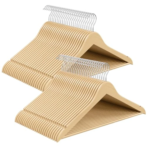 Offerta a tempo: SONGMICS Grucce Appendiabiti, Legno di Betulla, 50 Pezzi | Appendini Salvaspazio, Scanalature su Spalle, Gancio Girevole a 360°, Colore Naturale, Collezione CASON CRW045K101 - 36% da 41.99 € a 26.99 €