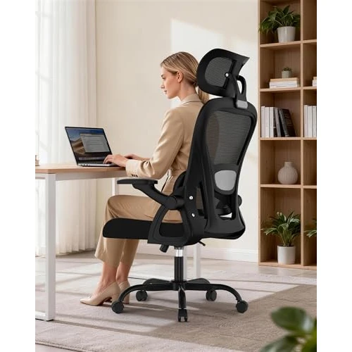 Offerta a tempo: naspaluro Sedia da Ufficio Ergonomica, Sedia da Scrivania Ergonomica, Sedia Girevole per Ufficio, Schienale in Rete, 136 kg, Supporto Lombare Regolabile, Ruote Silenziose per Casa e Lavoro, Nero - 10% da 99.99 € a 89.98 €