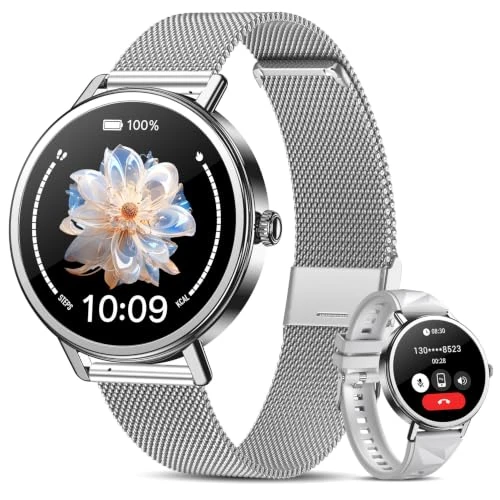 Offerta a tempo: IOWODO Smartwatch Donna Elegante con Cinturino Milanese, Ultra Leggero 62g, Chiamate Bluetooth, Salute Femminile, Assistente Vocale AI, 100+ Sport, Resistente all'Acqua fino a 10M, Android iOS - 60% da 99.99 € a 39.99 €