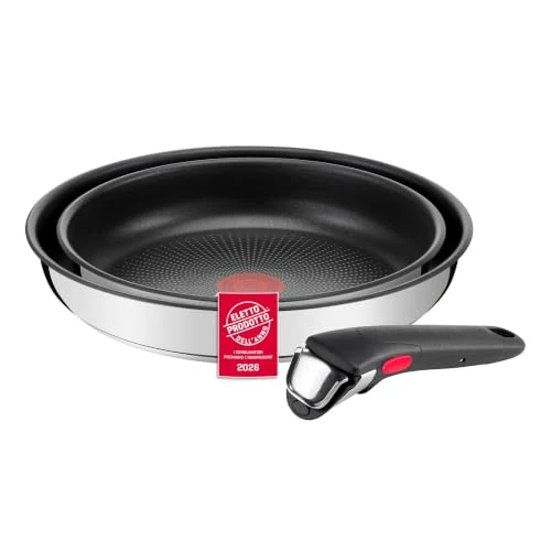 Offerta a tempo: Lagostina Ingenio Inox, Set 3 Pezzi, Padelle in Acciaio Inox da 24 cm e 28 cm, Rivestimento Antiaderente, Manico Rimovibile, Salvaspazio, Adatto a Tutte le Fonti di Calore, Inclusa Induzione - 33% da 89.90 € a 59.99 €