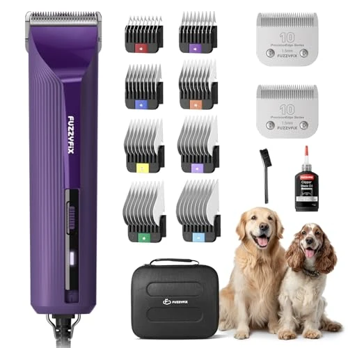 Offerta a tempo: FuzzyFix Tosatrice professionale per cani con cavo e pettini intercambiabili in metallo, cavo da 3 m, funzionamento silenzioso e senza surriscaldamento, con alloggiamento antiscivolo e resistente agli - 0.00% da 179.99 € a 179.99 €