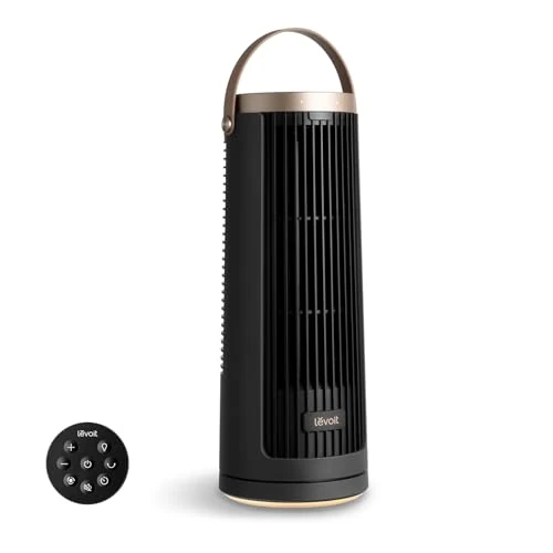 Offerta a tempo: Levoit Ventilatore a Torre Compatto Portatile, 20 dB Silenzioso, Motore DC con Batteria Integrata, Raffreddamento Fino a 7 m/s, 5 Velocità, Oscillazione 90°, Timer 12h e Telecomando, Grigio Scuro - 10% da 99.99 € a 89.99 €