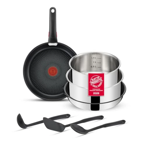 Offerta a tempo: Lagostina Ingenio Inox, Set 8 Pezzi, Padelle con Rivestimento antiaderente e Casseruole in Acciaio Inox, con Manico Rimovibile, Salvaspazio, Adatto a Tutte le Fonti di Calore, Inclusa Induzione - 33% da 149.00 € a 99.99 €