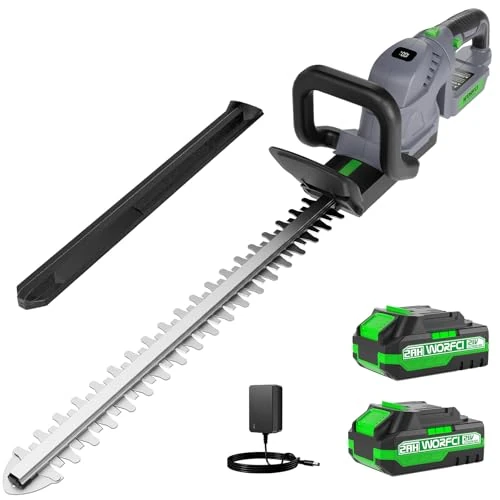 Limited-time offer: WORFCI 20-Inch Cordless Hedge Trimmer (Includes 2 Batteries and Charger), Electric Handheld Bush Trimmer, 180° Rotatable Handle, Grass Shrub Trimmers, Lightweight & Compact Grey from 69.99 £ to 69.99 £ (save 0.00%)