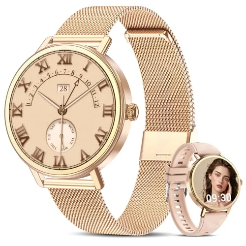 Zeitlich begrenztes Angebot: IOWODO Smartwatch Damen mit Telefonfunktion, 1,26 Zoll HD Touchscreen, Herzfrequenz- und SpO2-Messung, Zyklus-Tracker, Bluetooth 5.4, 100+ Sportmodi, IP68 Wasserdicht, Geschenk für Frauen, Roségold von 41.79 € auf 35.52 € (15%