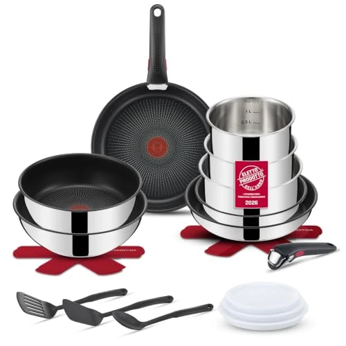 Offerta a tempo: Lagostina Ingenio Inox, Set 20 Pezzi, Padelle, Wok e Tegame con Rivestimento antiaderente, Casseruole in Acciaio Inox, con Manico Rimovibile, per Tutte le Fonti di Calore, Inclusa Induzione - 43% da 299.00 € a 169.99 €