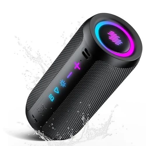 Offerta a tempo: Cassa Bluetooth Portatile Potente, 25W Altoparlante Bluetooth 5.4 con 2 Modalità EQ, IPX7, TWS, 24H di Autonomia Speaker Bluetooth, 8 Modalità RGB, Cinghia da Trekking, Compatibile con PC, AUX, TF - 64% da 109.99 € a 39.99 €