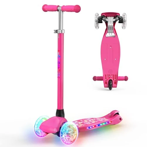 Offerta a tempo: TONBUX Monopattino Bambini 3-8 Anni, Monopattino per Bambini con Colonna, Ruote e Vassoio Luminoso, Vassoio Metallico Rinforzato, Altezza Regolabile 65-80 cm, Freno Posteriore Reattivo, Lean to Steer - 35% da 69.99 € a 45.58 €